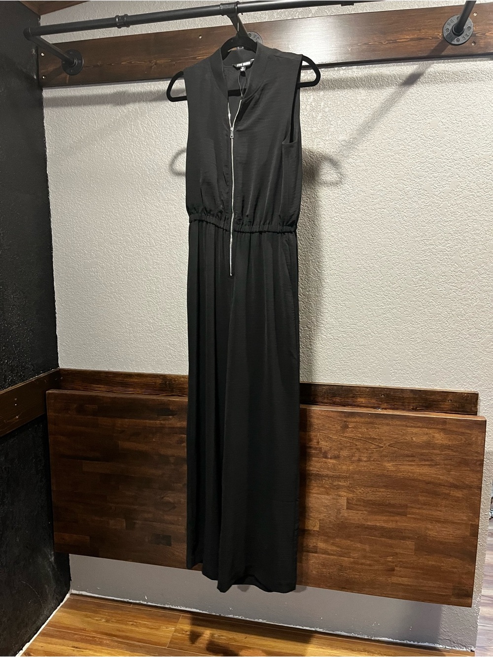Steve Madden Sleeveless Black Zip-Front Jumpsuit